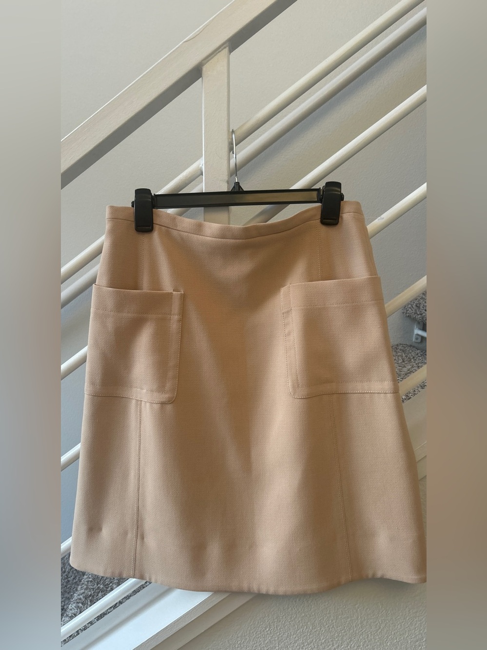 Zara Tan Beige A-Line Mini Skirt with Patch Pockets Size L